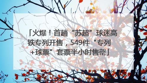 火爆！首趟“苏超”球迷高铁专列开售，549件“专列+球票”套票半小时售罄