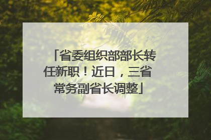 省委组织部部长转任新职！近日，三省常务副省长调整