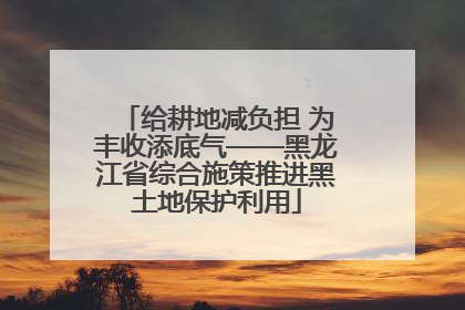 给耕地减负担 为丰收添底气——黑龙江省综合施策推进黑土地保护利用