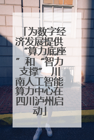 为数字经济发展提供“算力底座”和“智力支撑” 川南人工智能算力中心在四川泸州启动