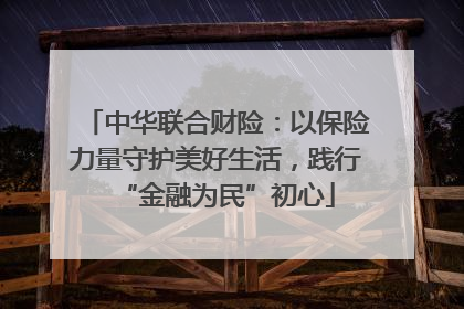 中华联合财险：以保险力量守护美好生活，践行“金融为民”初心