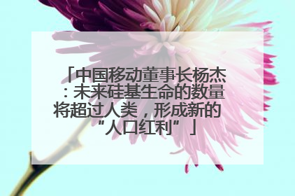 中国移动董事长杨杰：未来硅基生命的数量将超过人类，形成新的“人口红利”