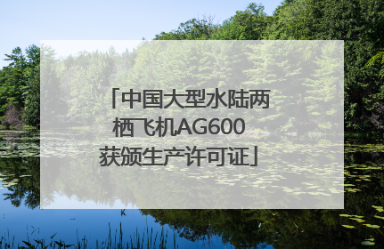 中国大型水陆两栖飞机AG600获颁生产许可证