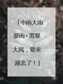 中雨大雨暴雨+雷暴大风，要来湖北了！