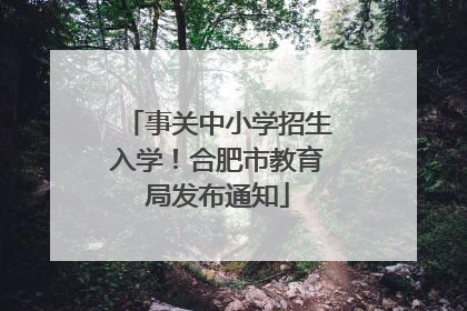 事关中小学招生入学！合肥市教育局发布通知
