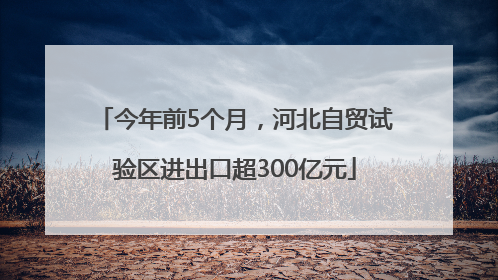 今年前5个月，河北自贸试验区进出口超300亿元