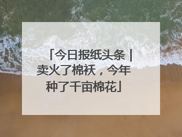 今日报纸头条｜卖火了棉袄，今年种了千亩棉花