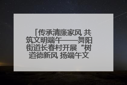 传承清廉家风 共筑文明端午——舞阳街道长春村开展“树道德新风 扬端午文化”主题活动