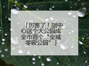 厉害了！副中心这个大公园成全市首个“全域零碳公园”