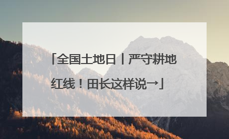 全国土地日丨严守耕地红线！田长这样说→