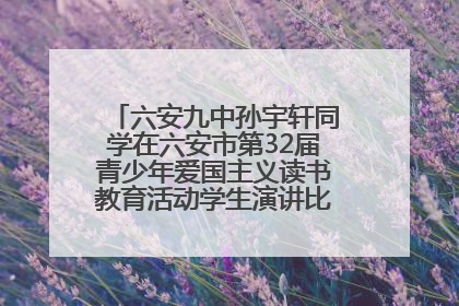 六安九中孙宇轩同学在六安市第32届青少年爱国主义读书教育活动学生演讲比赛中荣获一等奖