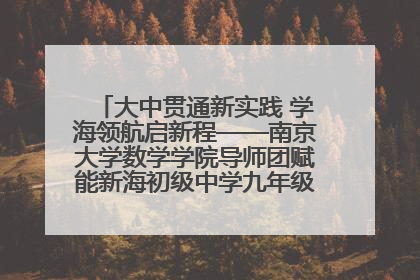 大中贯通新实践 学海领航启新程——南京大学数学学院导师团赋能新海初级中学九年级学子生涯规划
