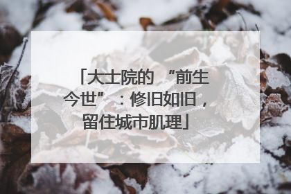 大士院的 “前生今世”：修旧如旧，留住城市肌理