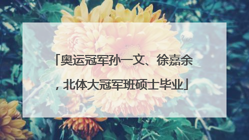 奥运冠军孙一文、徐嘉余，北体大冠军班硕士毕业