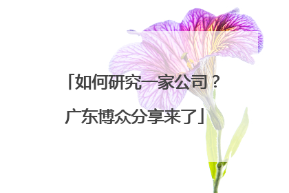 如何研究一家公司？广东博众分享来了