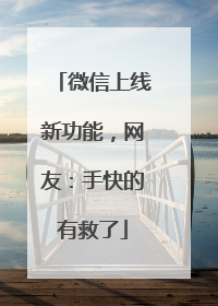微信上线新功能，网友：手快的有救了