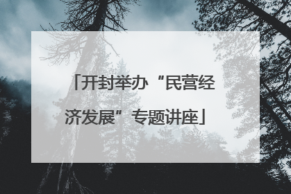 开封举办“民营经济发展”专题讲座