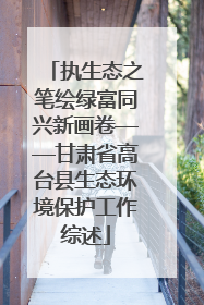 执生态之笔绘绿富同兴新画卷——甘肃省高台县生态环境保护工作综述