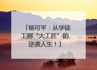 杨可平：从学徒工到“大工匠”的逆袭人生！