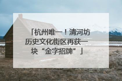 杭州唯一！清河坊历史文化街区再获一块“金字招牌”