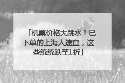 机票价格大跳水！已下单的上海人速查，这些统统跌至1折