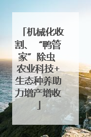 机械化收割、“鸭管家”除虫 农业科技+生态种养助力增产增收