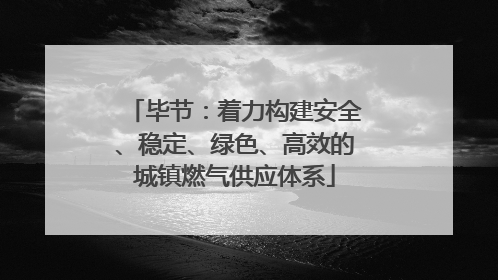 毕节：着力构建安全、稳定、绿色、高效的城镇燃气供应体系