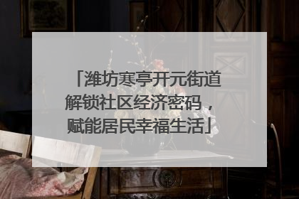 潍坊寒亭开元街道解锁社区经济密码，赋能居民幸福生活