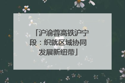 沪渝蓉高铁沪宁段：织就区域协同发展新纽带