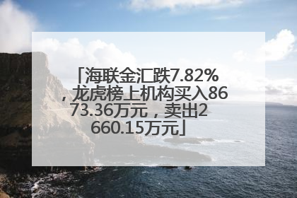 海联金汇跌7.82%，龙虎榜上机构买入8673.36万元，卖出2660.15万元