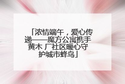 浓情端午，爱心传递——魔方公寓携手黄木 厂社区暖心守护城市蜂鸟