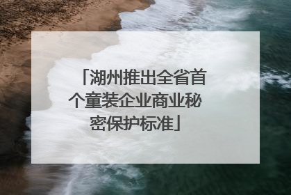 湖州推出全省首个童装企业商业秘密保护标准