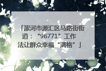 漯河市源汇区马路街街道：“96771”工作法让群众幸福“满格”