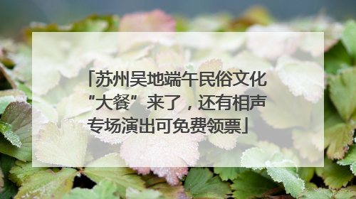 苏州吴地端午民俗文化“大餐”来了，还有相声专场演出可免费领票