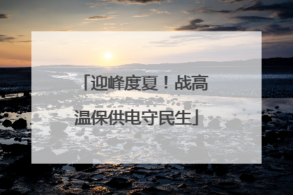 迎峰度夏！战高温保供电守民生