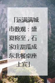 运满满城市数观：盛夏将至，石家庄甜瓜成东北餐桌座上宾