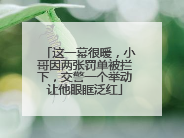 这一幕很暖，小哥因两张罚单被拦下，交警一个举动让他眼眶泛红