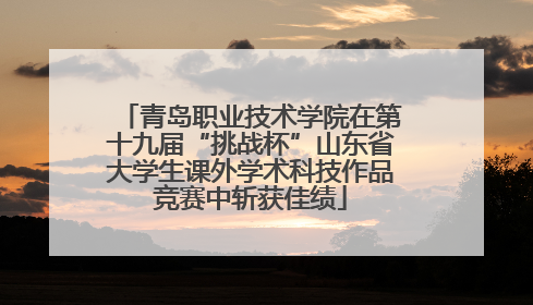 青岛职业技术学院在第十九届“挑战杯”山东省大学生课外学术科技作品竞赛中斩获佳绩