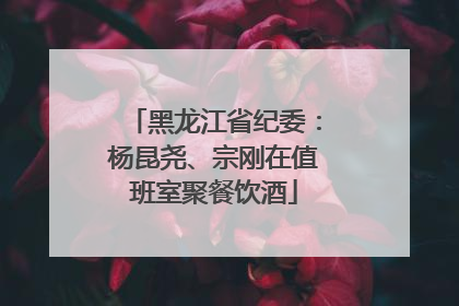 黑龙江省纪委：杨昆尧、宗刚在值班室聚餐饮酒