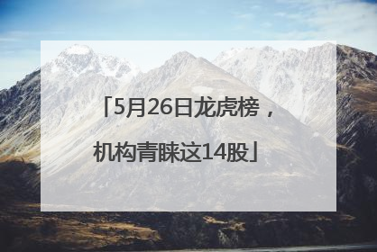 5月26日龙虎榜，机构青睐这14股