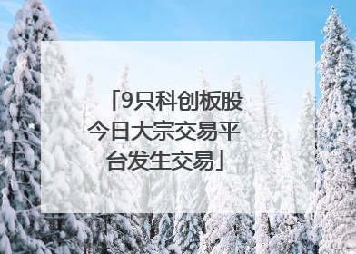 9只科创板股今日大宗交易平台发生交易